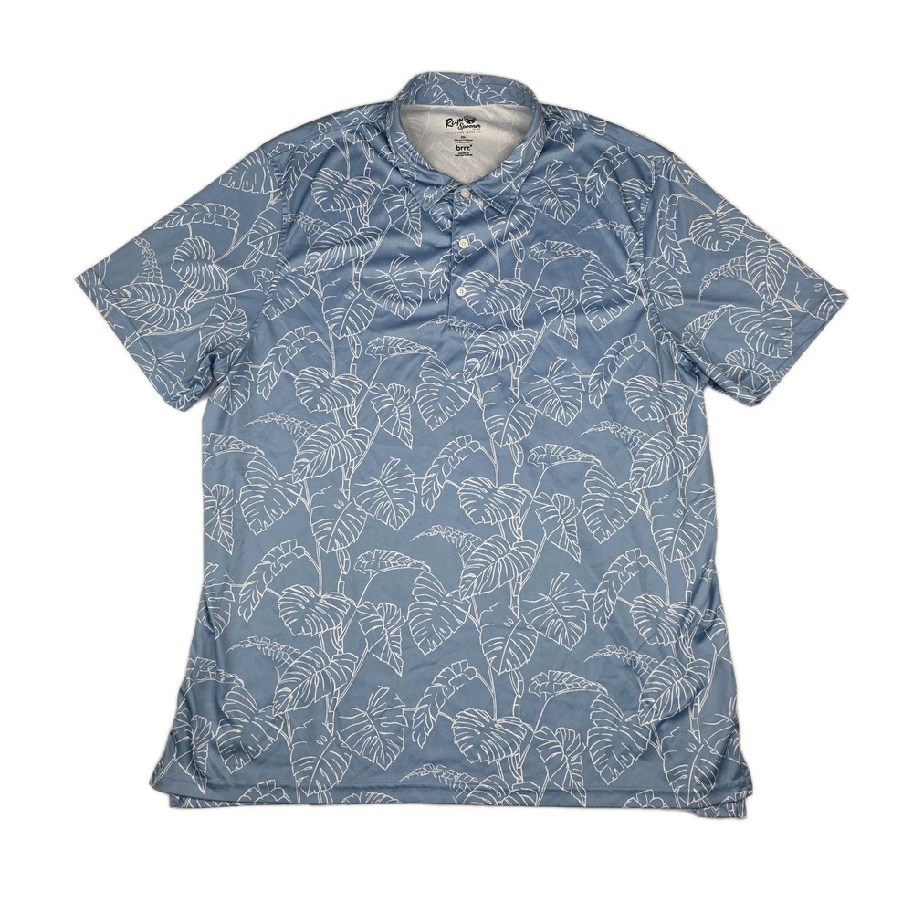 Reyn Spooner Brrr Performance Polo Mens 2XL Blue Floral Golf Cooling Wicking